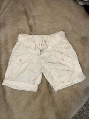 Diesel White Cargo Bermuda Shorts